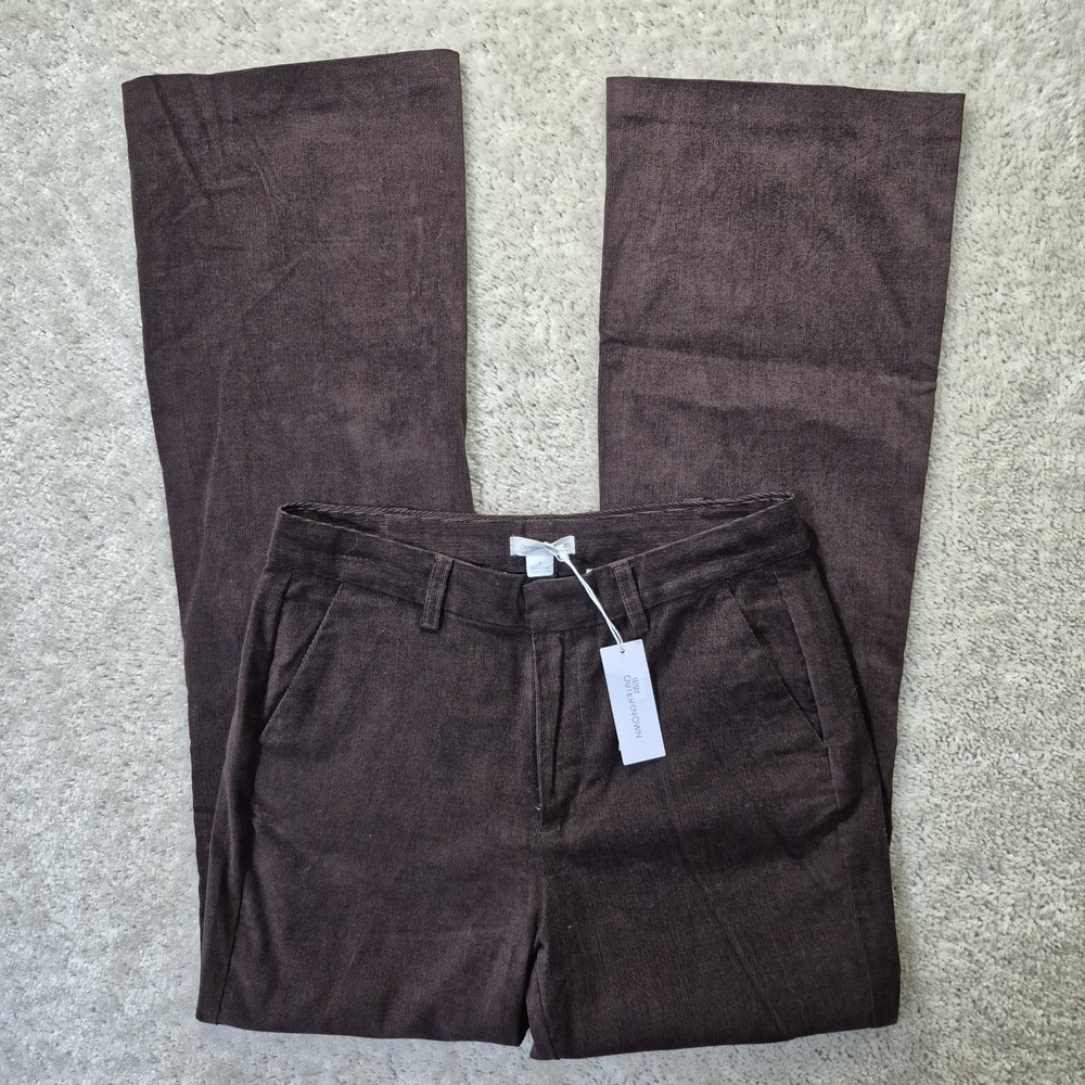Outerknown Womens 8 Avery Corduroy Trouser Pant Brown Flare 70s Disco Hippie USA